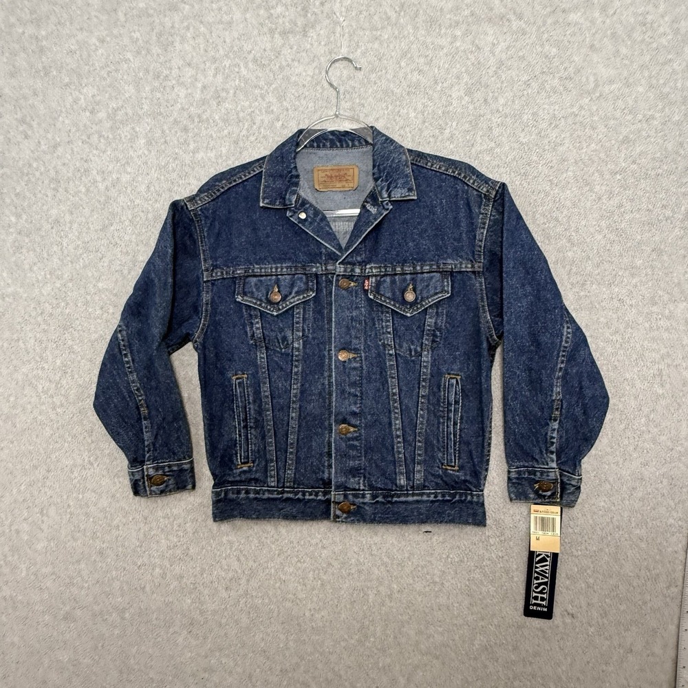 Vintage 80s 90s Levi's Denim Jacket DEADSTOCK NEW NWT S/M 19x22 Dark Indigo